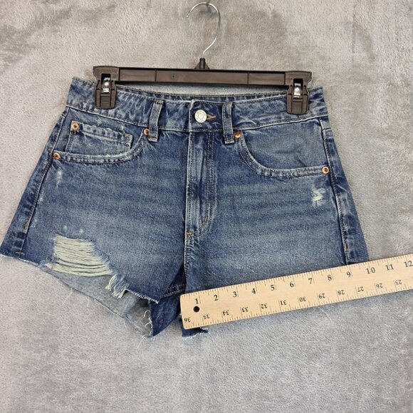 Garage Denim Shorts Womens 26 Blue Festival Distressed Cutoff Raw Hem Frayed - Picture 6 of 11